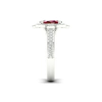 Империјал скапоцен камен Стерлинг сребрен овален пресек создаден рубин и создаден бел сафир цветно прстен за ангажман на жени