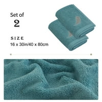 Уникатни поволни цени извезени памучни рачни крпи сет од 2, сина сина боја