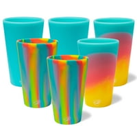 Силипинт: Силиконски чаши за пит: - шеќер брзање, Аурора, Аква - 16oz Нераскинливи чаши, флексибилни, топло ладно