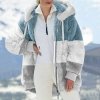 Хоксмл За Жени Модни Жени Топла Фау Палто Јакна Зимски Патент Долги Ракави Надворешна Облека Дозвола