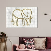 Wynwood Studio Animals Wall Art Canvas Prints 'Златен слон рустикален ’зоолошка градина и диви животни - злато, бело