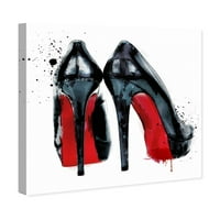 Wynwood Studio Mase and Glam Wall Art Canvas ги отпечати чевлите „Црвени пумпи“ - црна, црвена боја
