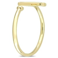 Дијамант акцент 10kt жолто злато почетен r отворен прстен