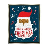 Имајте Среќен Божиќ во форма на Дедо Мраз за празник Графички уметнички сјајни сиви врамени уметнички печатени wallидни уметности
