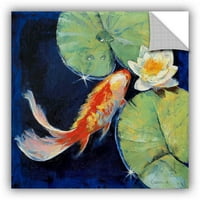 Artwall Michael Creese Koi and White Lily Artappealz Отстранлив wallидна уметност