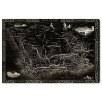 Студио мапи со Wynwood и знамиња wallидни уметнички платно печати „Кејп колонија мапа“ светски мапи - црна, бела боја