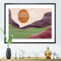 Апстрактни пејзажи со планинска река и месечина врамени сликарски платно уметнички принт